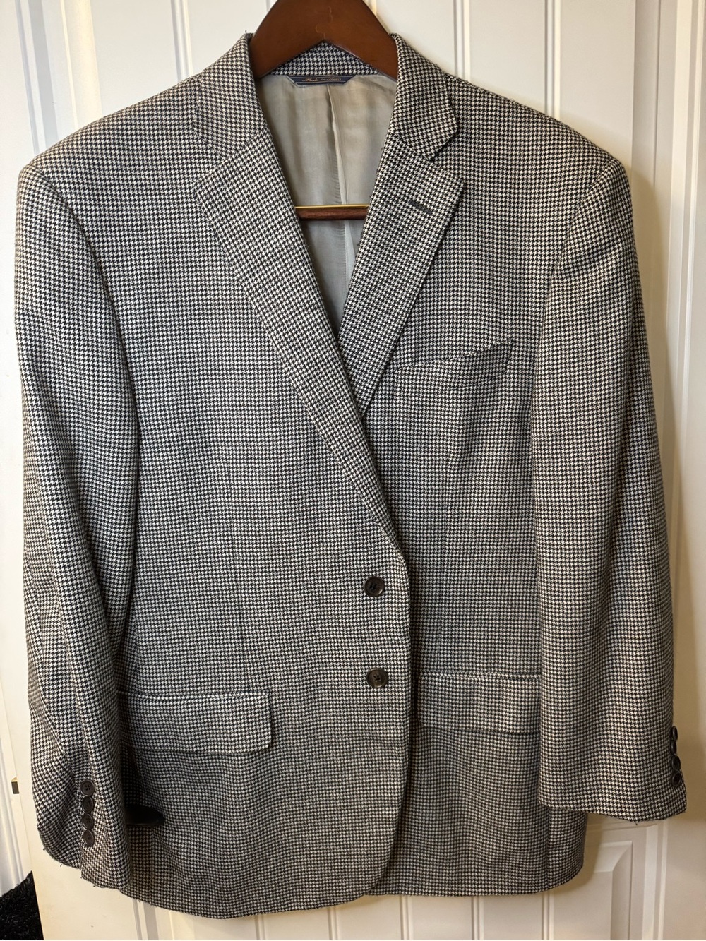 Men's Classic lined Wool & Cashmere Houndstooth Plaid Blazer